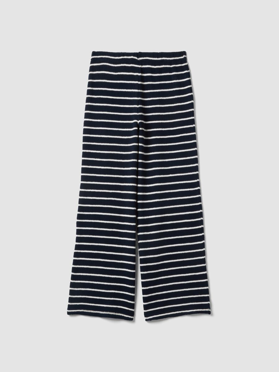 Blue striped wide-leg trousers with elasticated waist_4