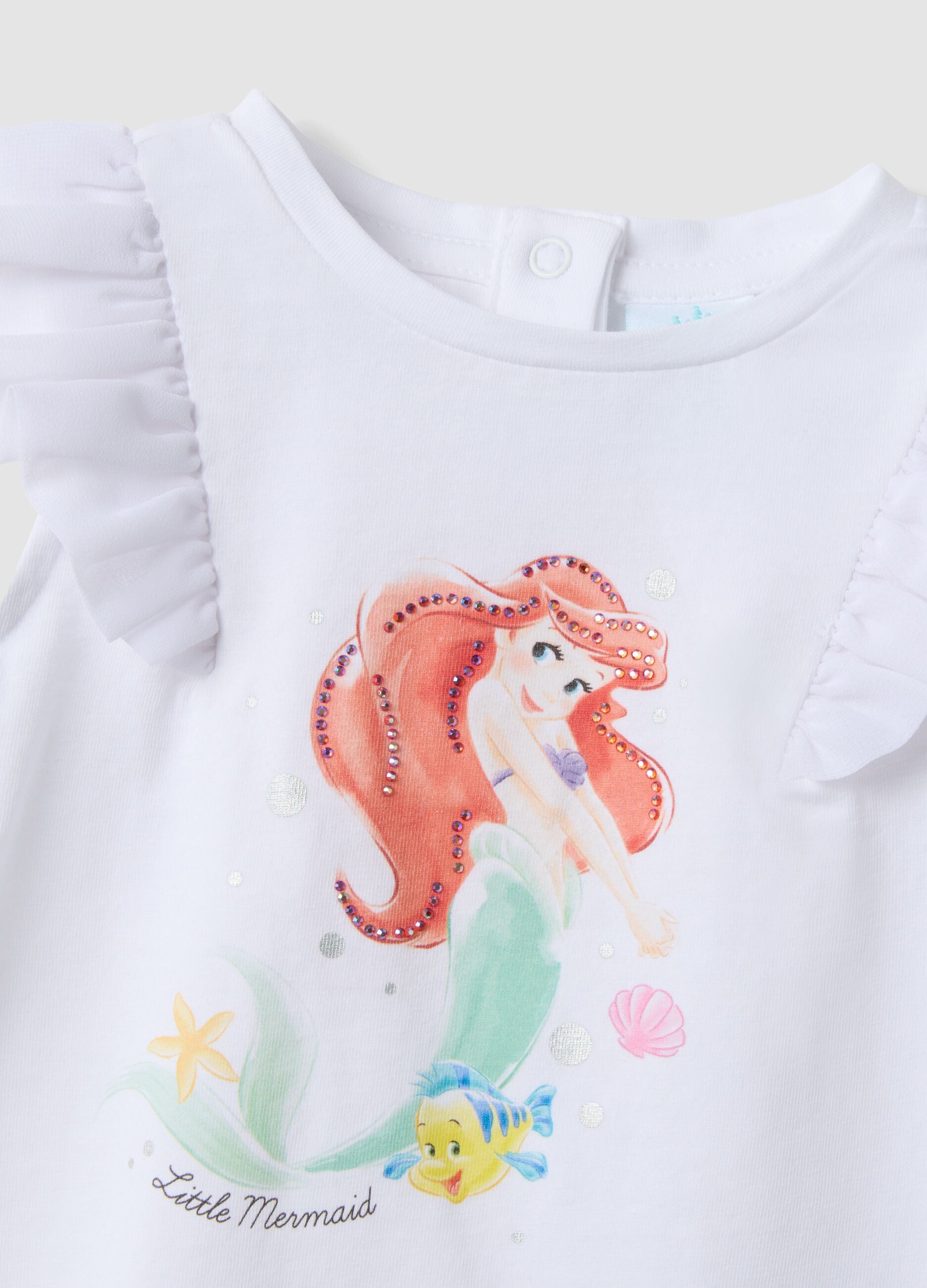 Completo bianco in cotone elasticizzato con top e shorts per bimba regular fit