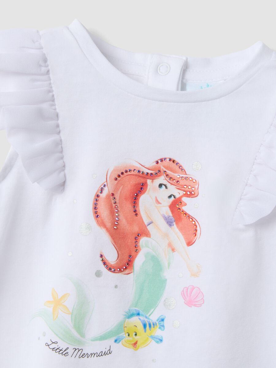Completo bianco in cotone elasticizzato con top e shorts per bimba regular fit_3