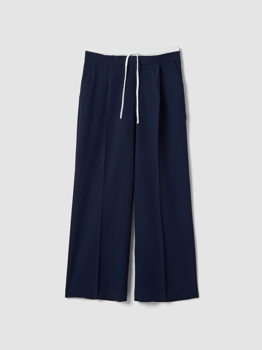 Blue regular fit jogger trousers with elasticated waist_4