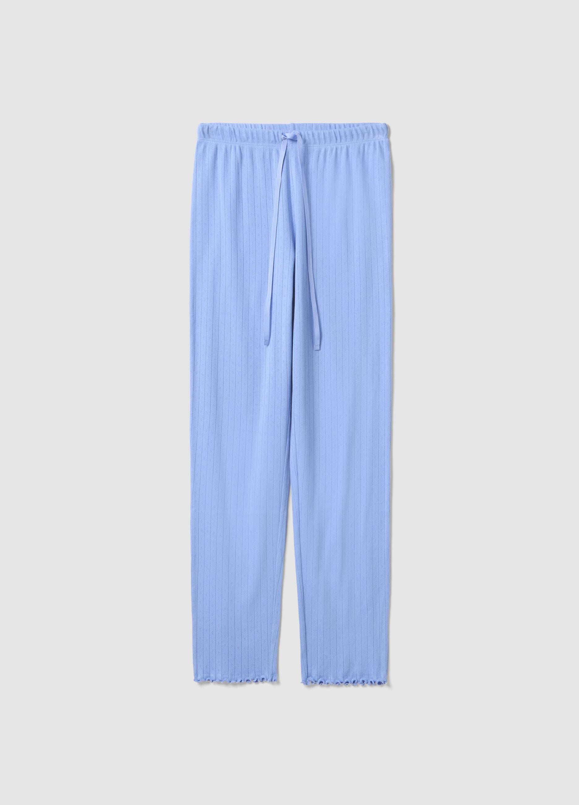 Blue pure cotton regular fit pyjama trousers