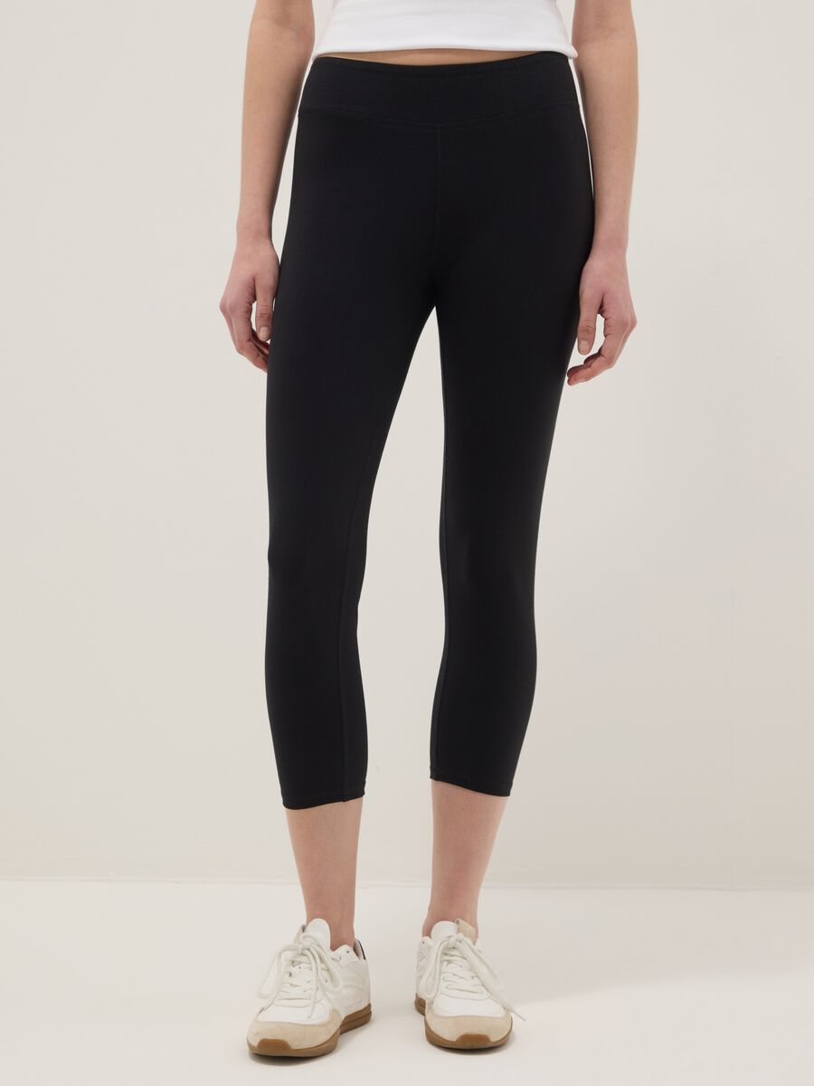 Black stretch cotton skinny-fit leggings_1