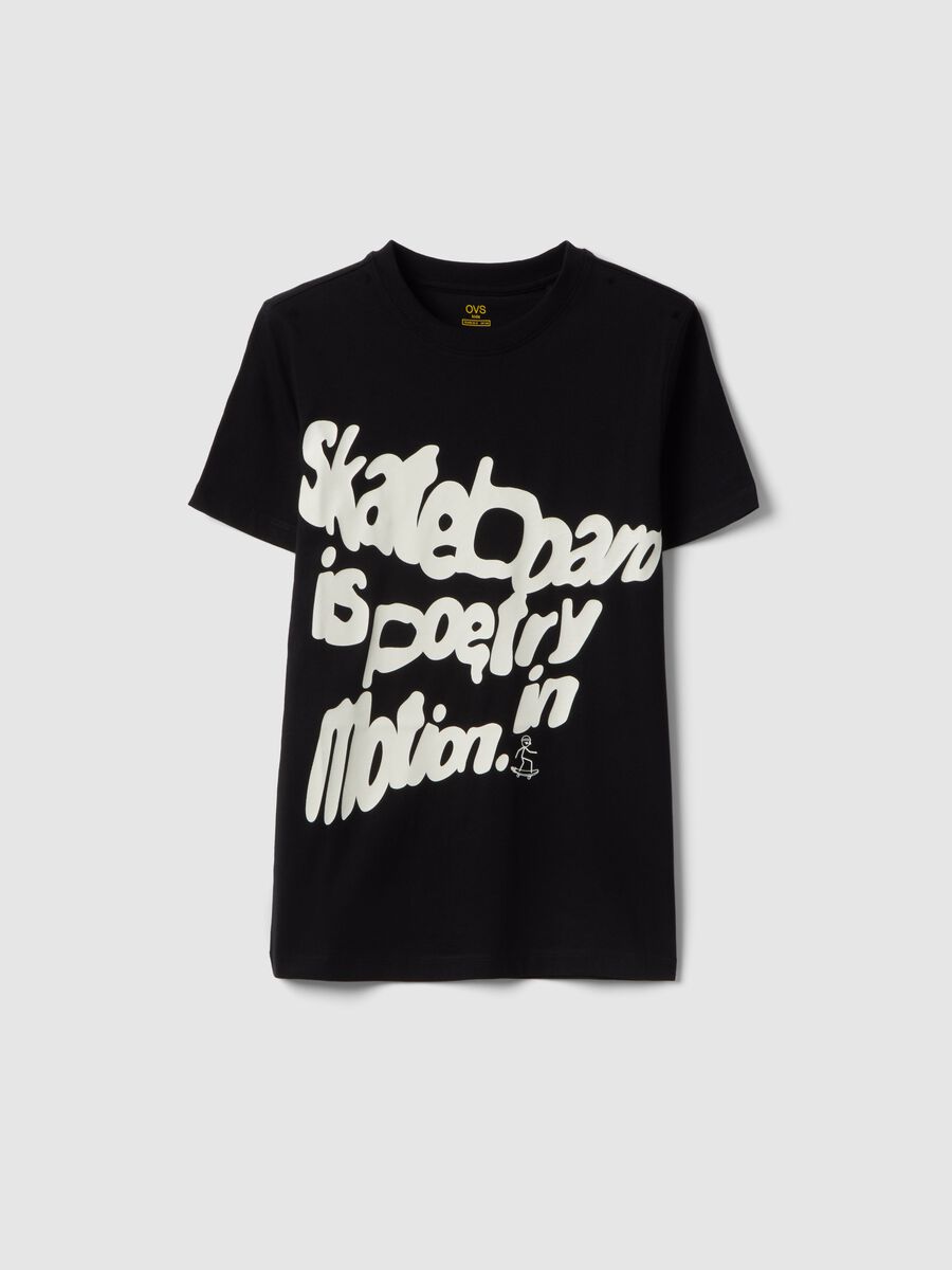 Boy's black pure cotton regular fit T-shirt with print_3