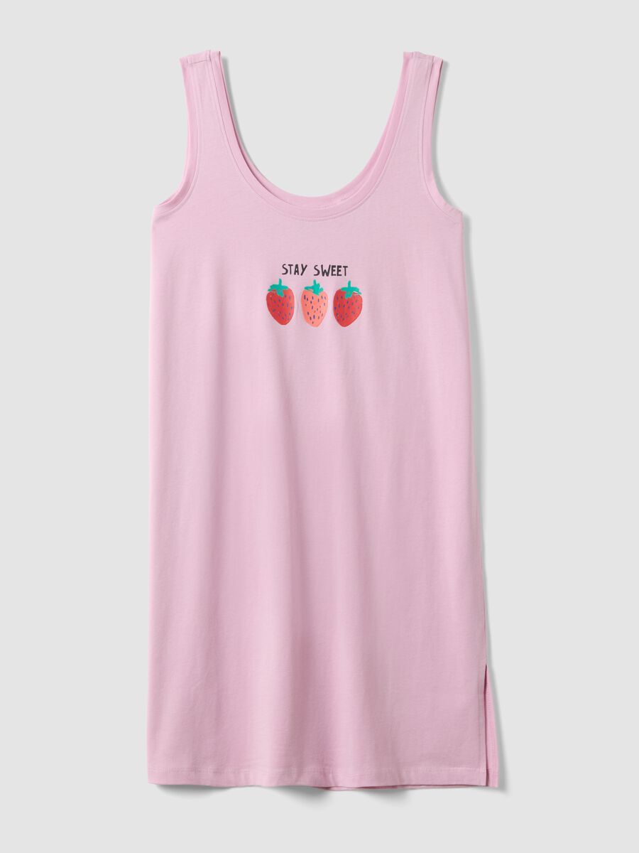 Pink pure cotton nightgown regular fit with strawberries_4