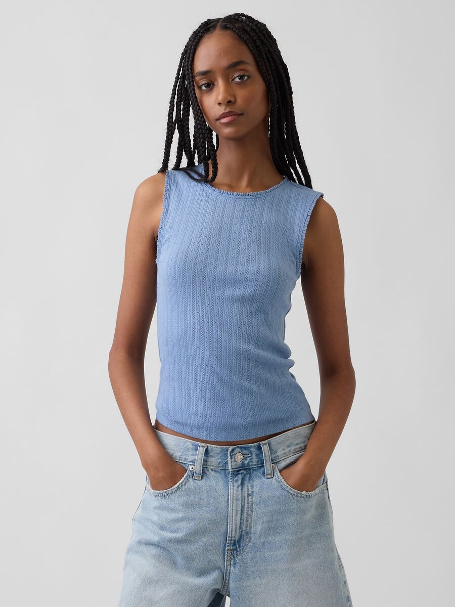 Ribbed cotton-blend top_0