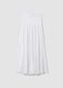 Long white pure cotton skirt with elasticated waist and sheer detailing_4
