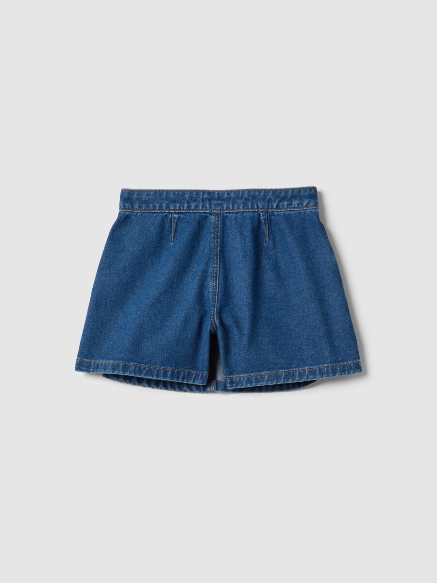 Girl's blue denim pure cotton regular fit skirt_4