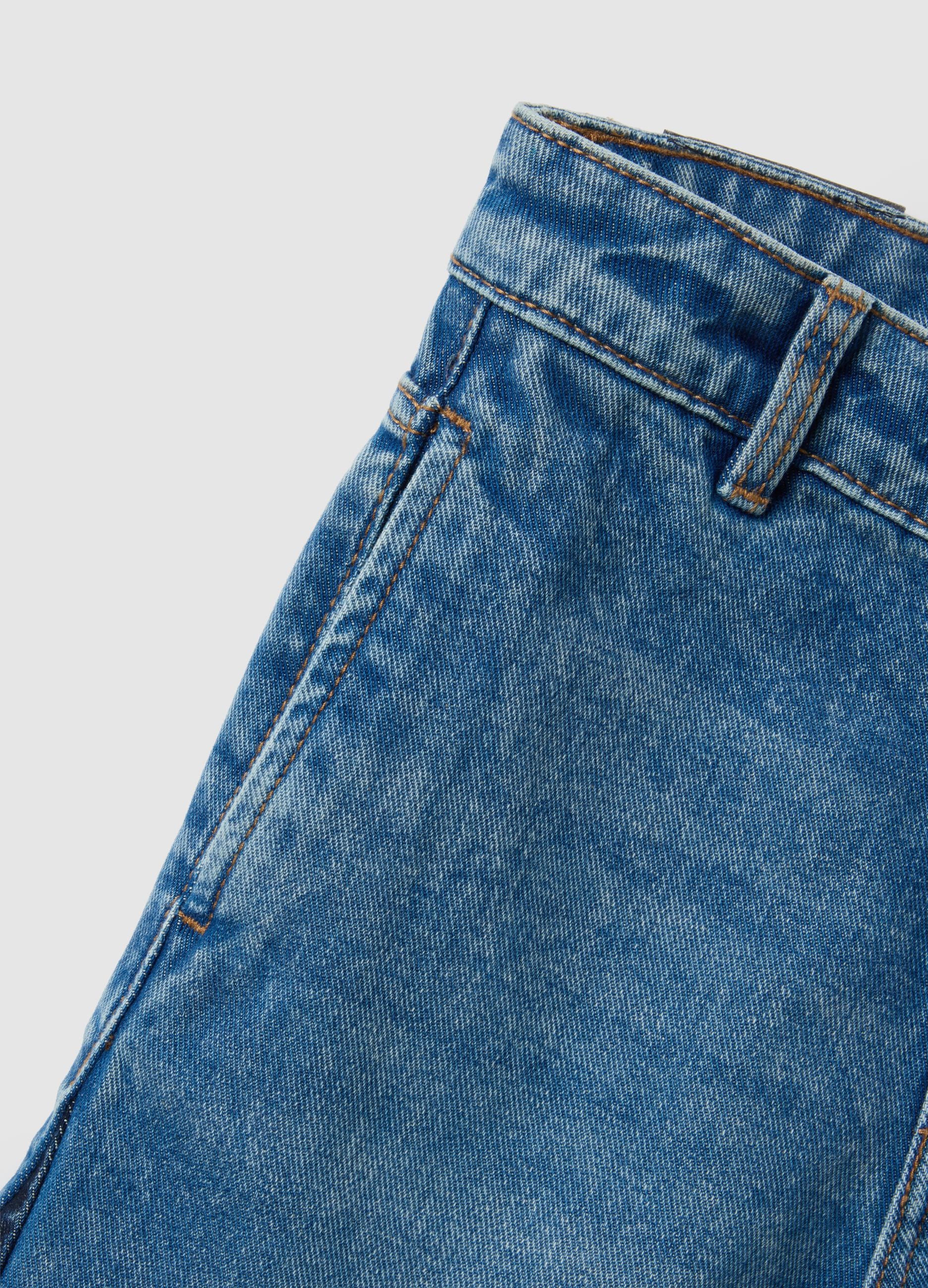Girls' Wide Leg Blue Pure Cotton Jeans