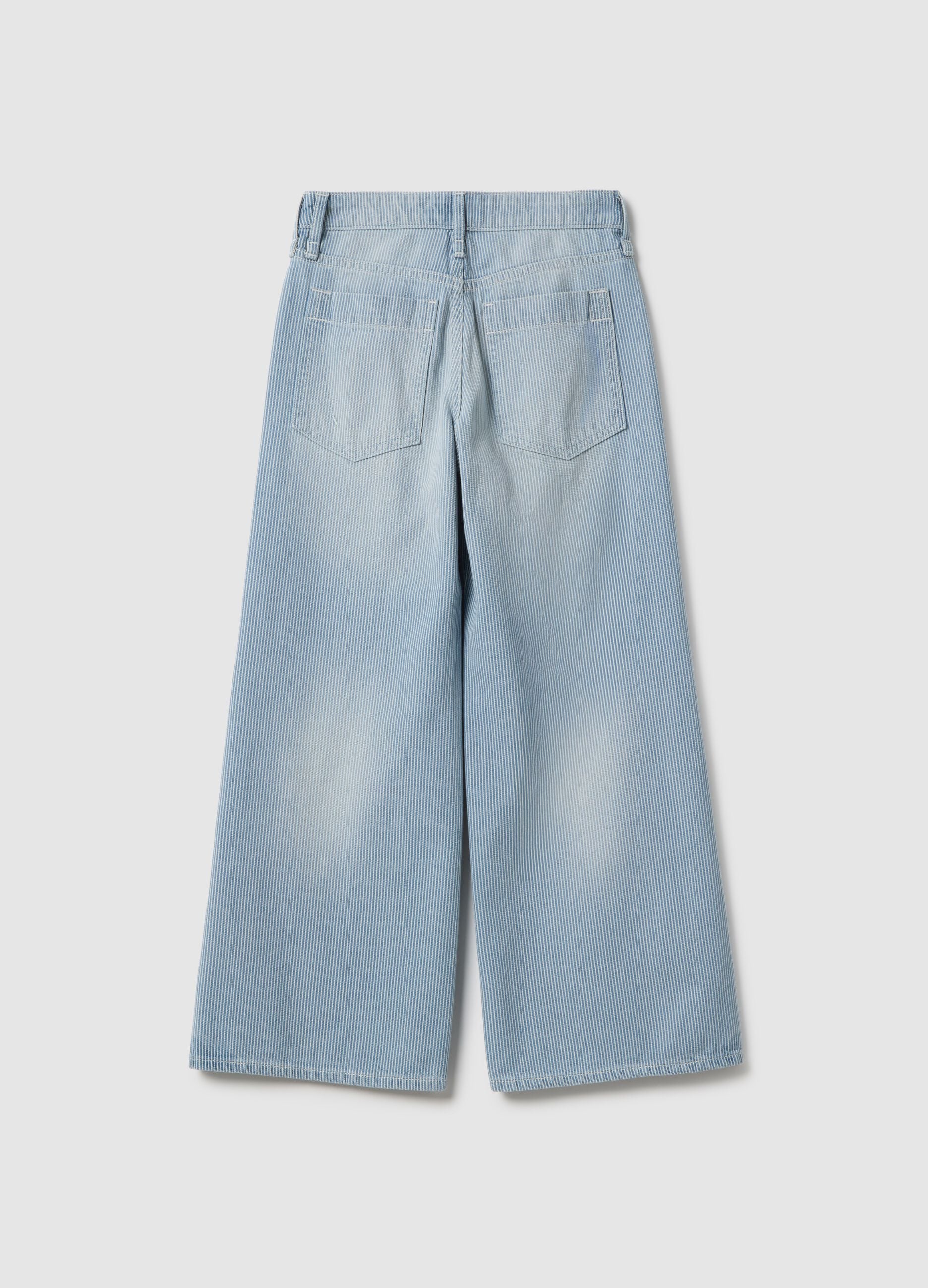 Girls' multicolour pure cotton wide leg trousers