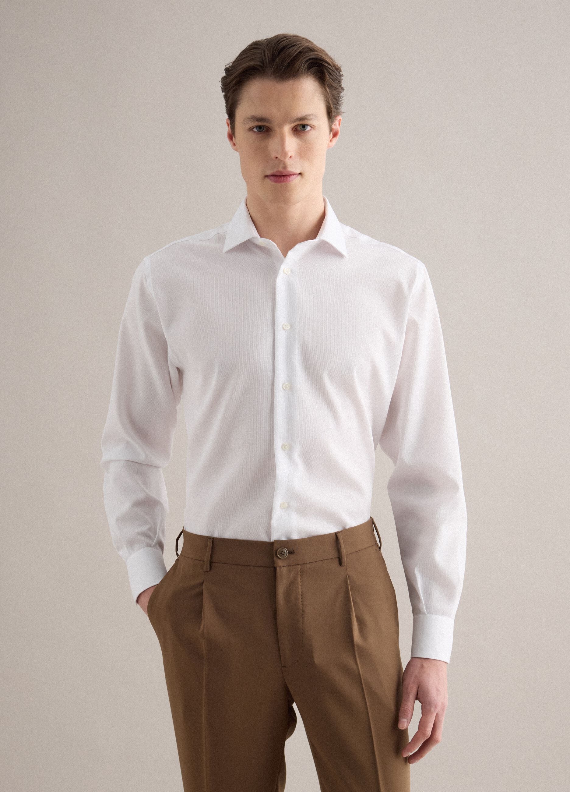 White pure cotton regular fit shirt