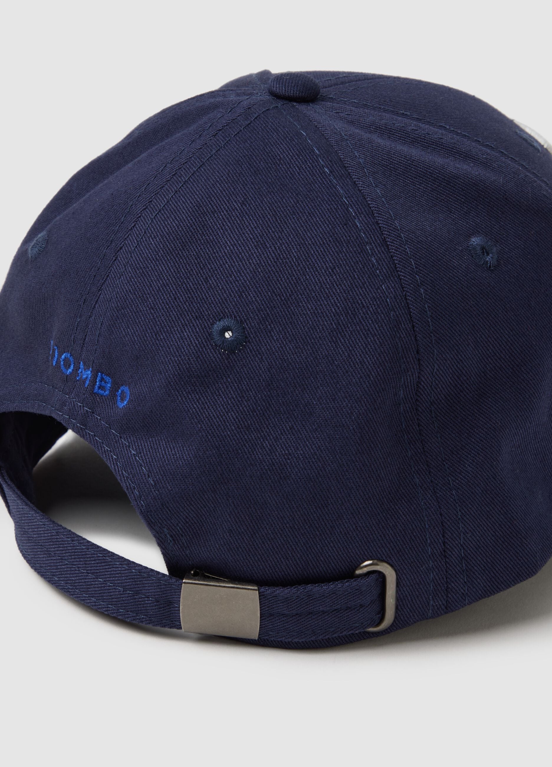 Blue Pure Cotton Cap with Adjustable Visor and Embroidered P