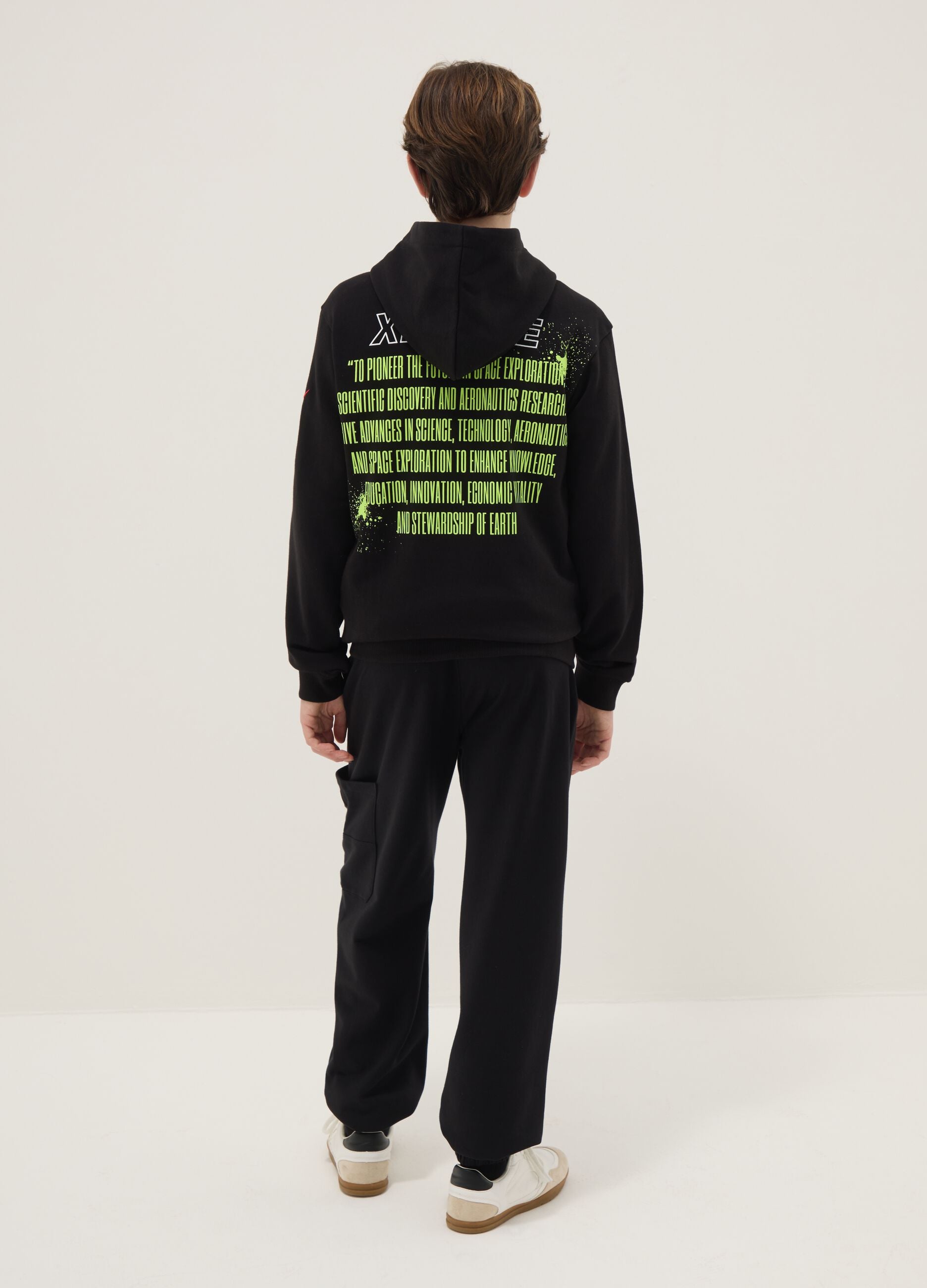 Black pure cotton over fit joggers for boys