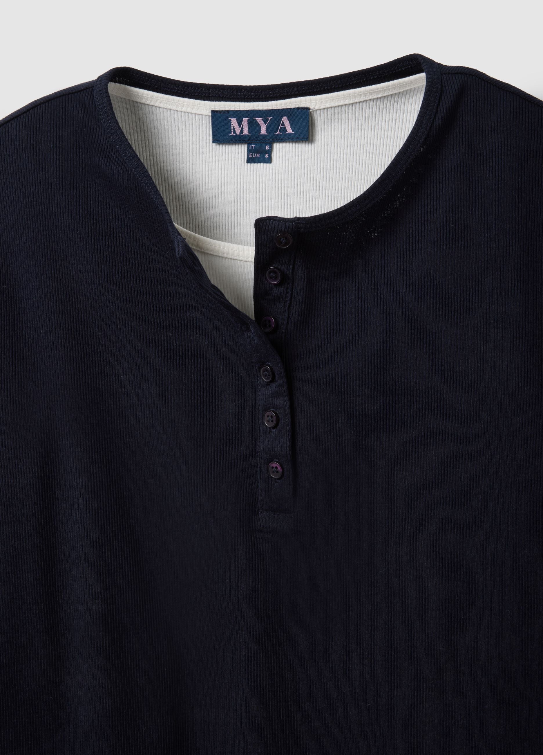 Pure cotton multicolour regular fit jumper with serafino collar