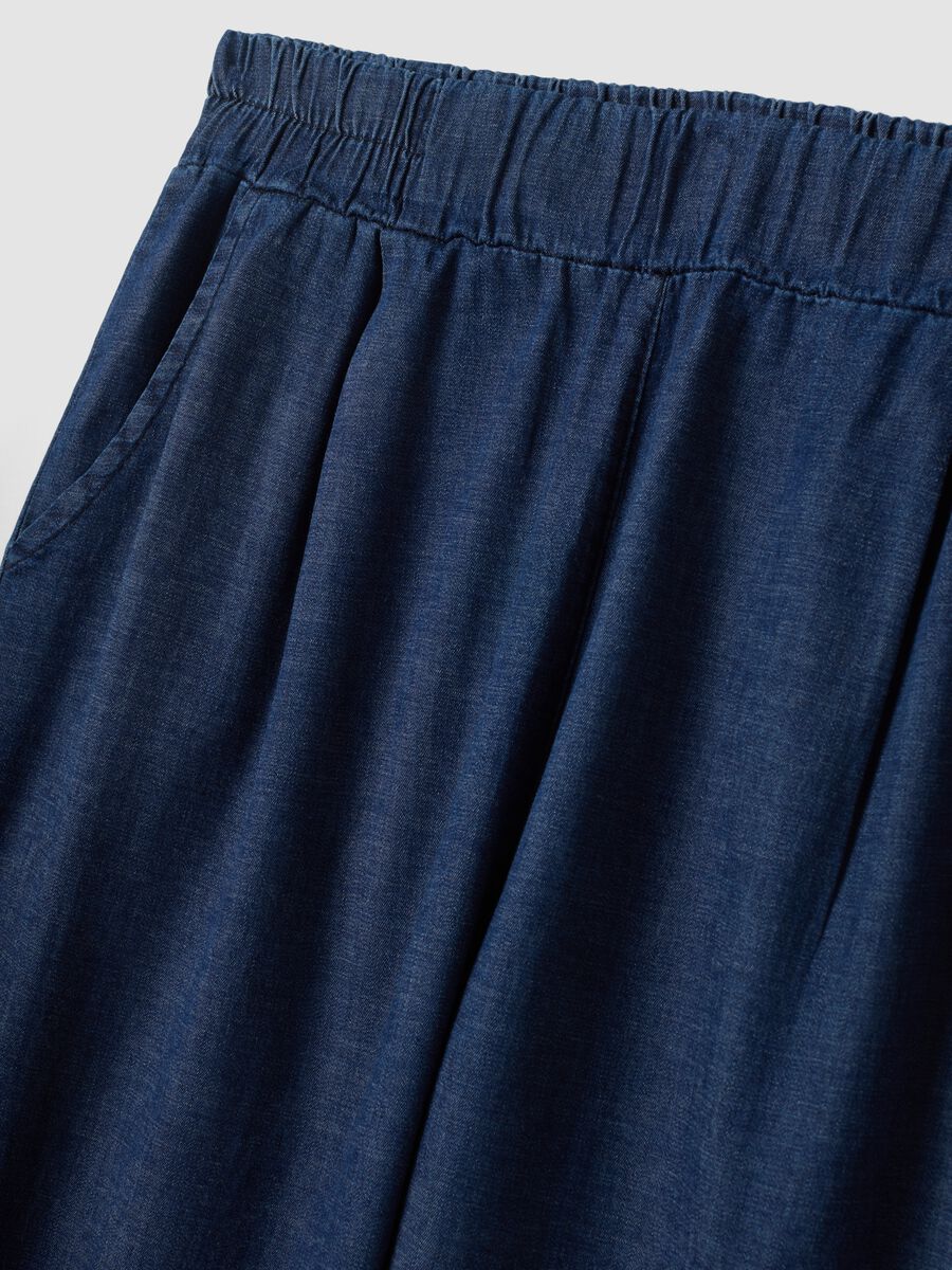 Blue palazzo trousers in stretch cotton_5