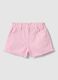 Girl's pink pure cotton shorts, regular fit with fringes_0