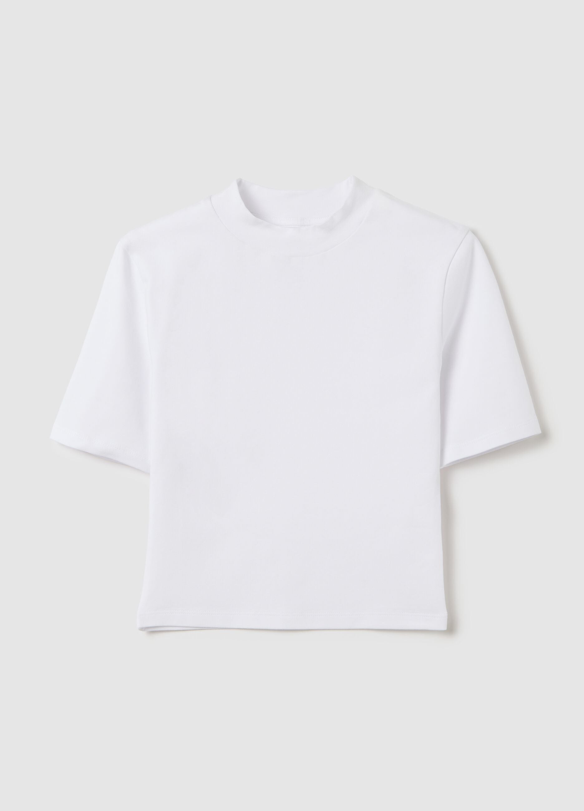 Mockneck White T-shirt