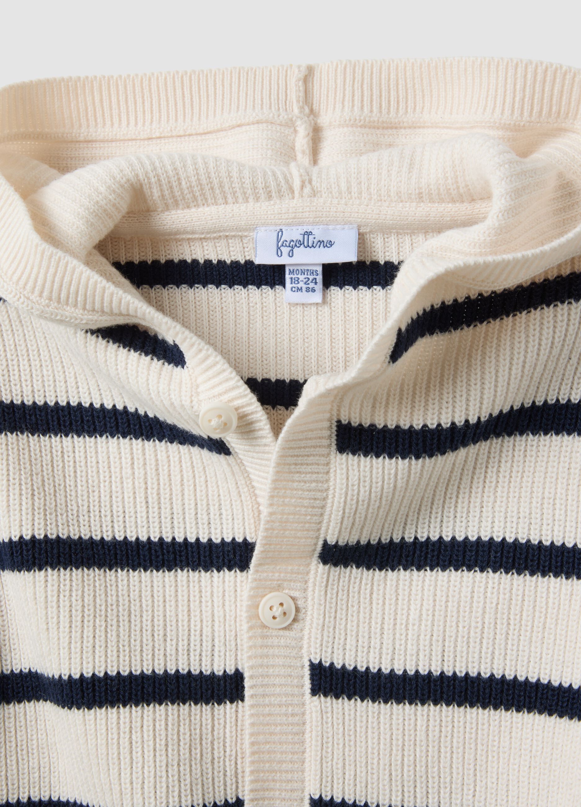 Striped beige cardigan in pure cotton