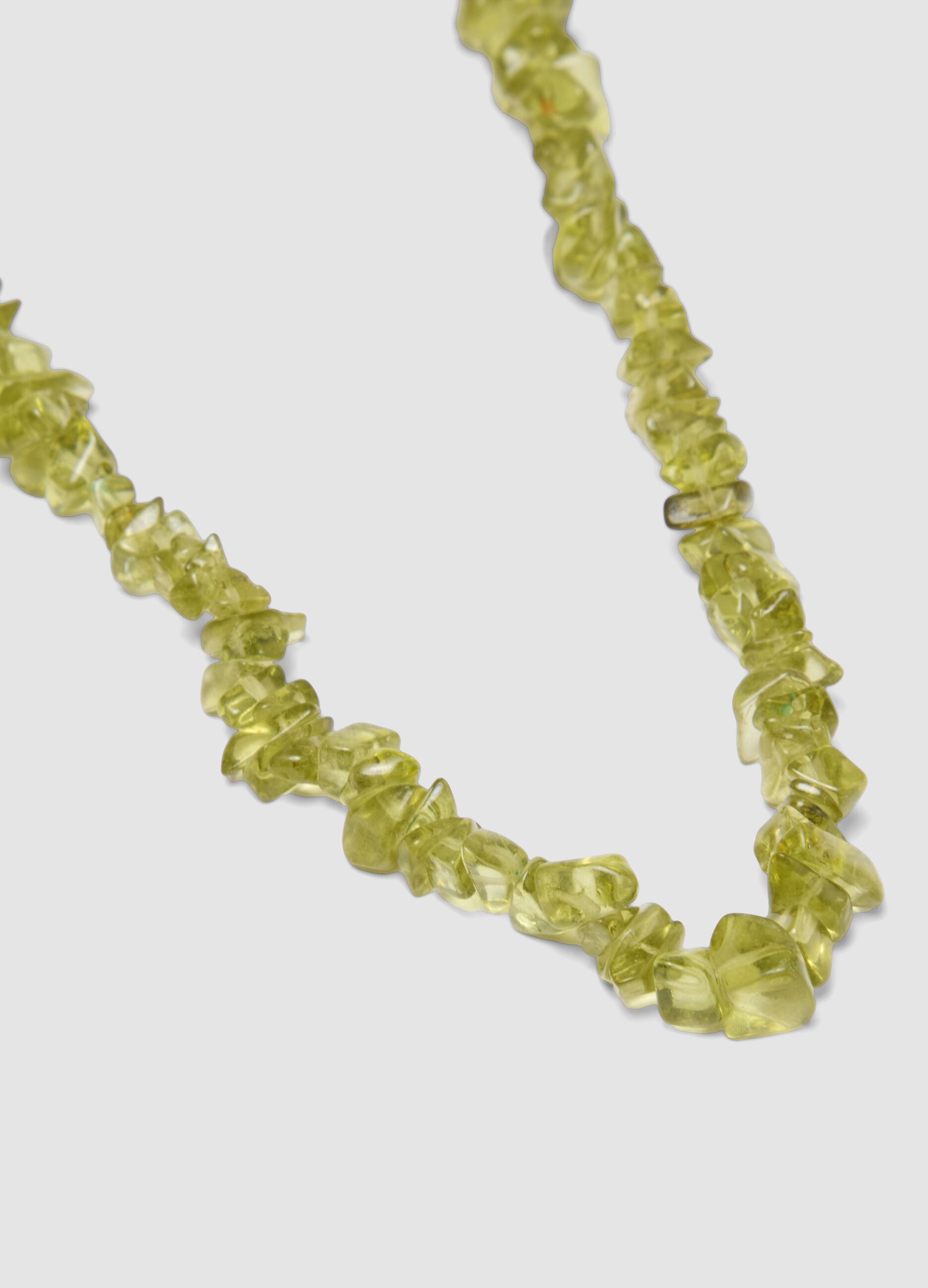 Green Glass Bead Necklace with Gold Clasp