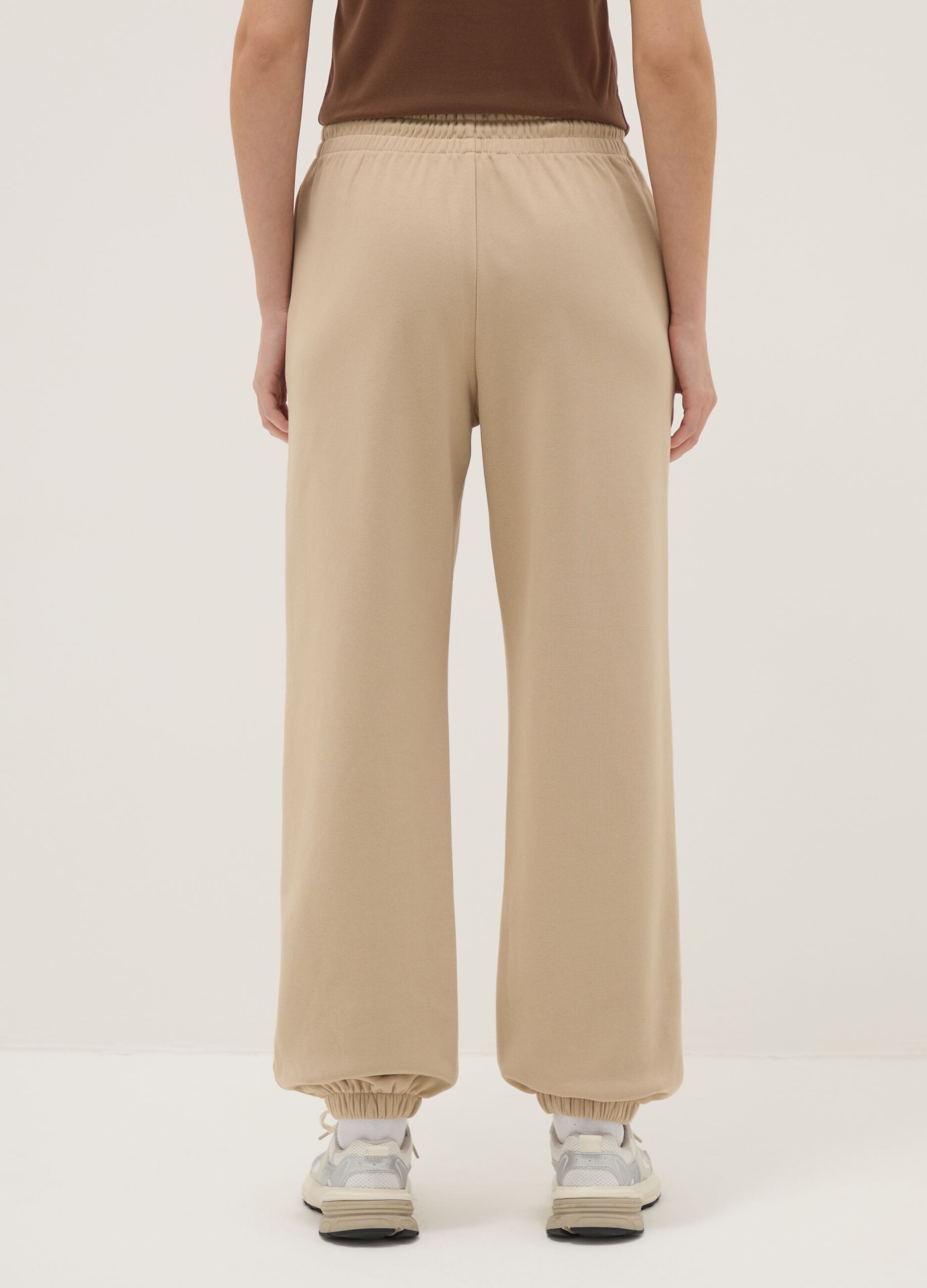 Pantaloni jogger in misto cotone beige regular fit