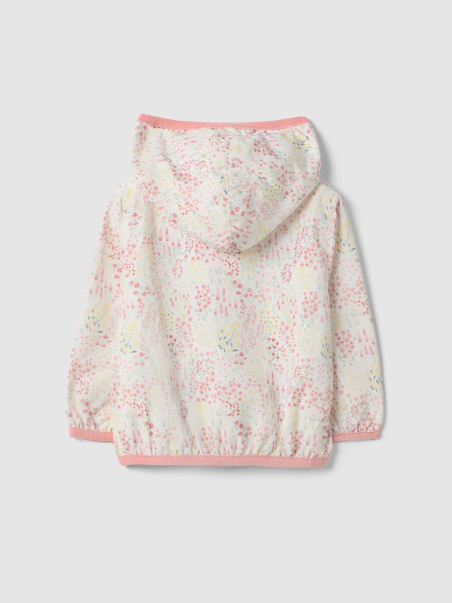 Multicolour regular fit fabric jacket with hood for girls_1