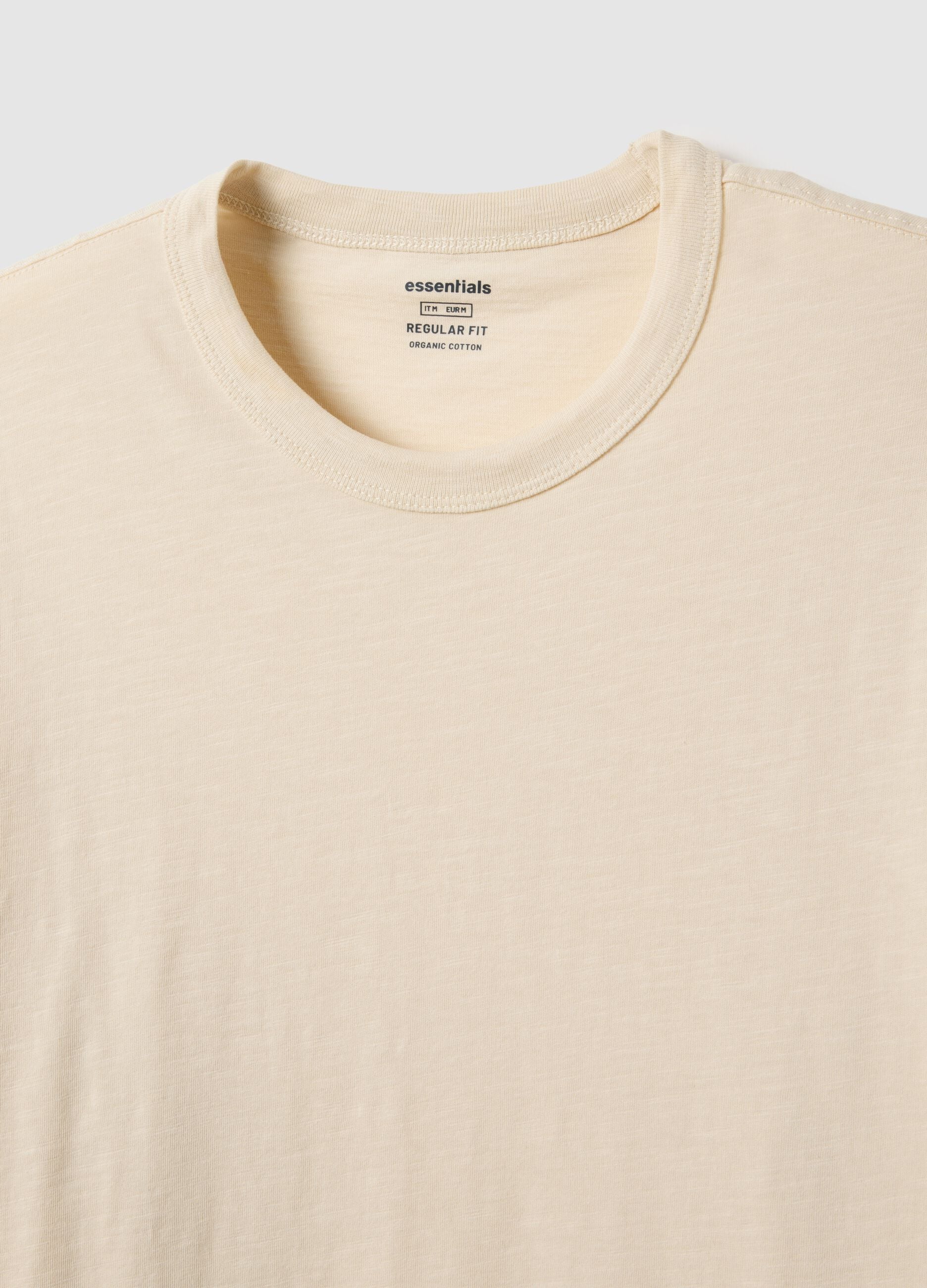 Beige short-sleeved pure cotton regular fit T-shirt