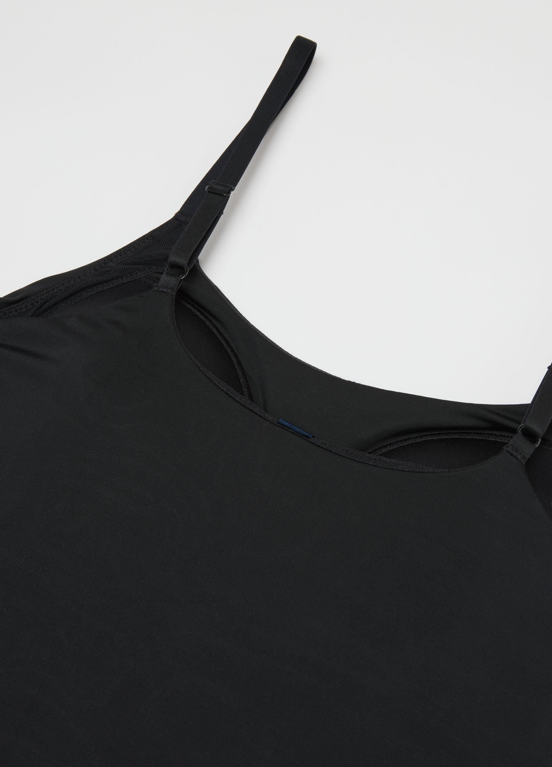 Black vest top with thin straps regular fit