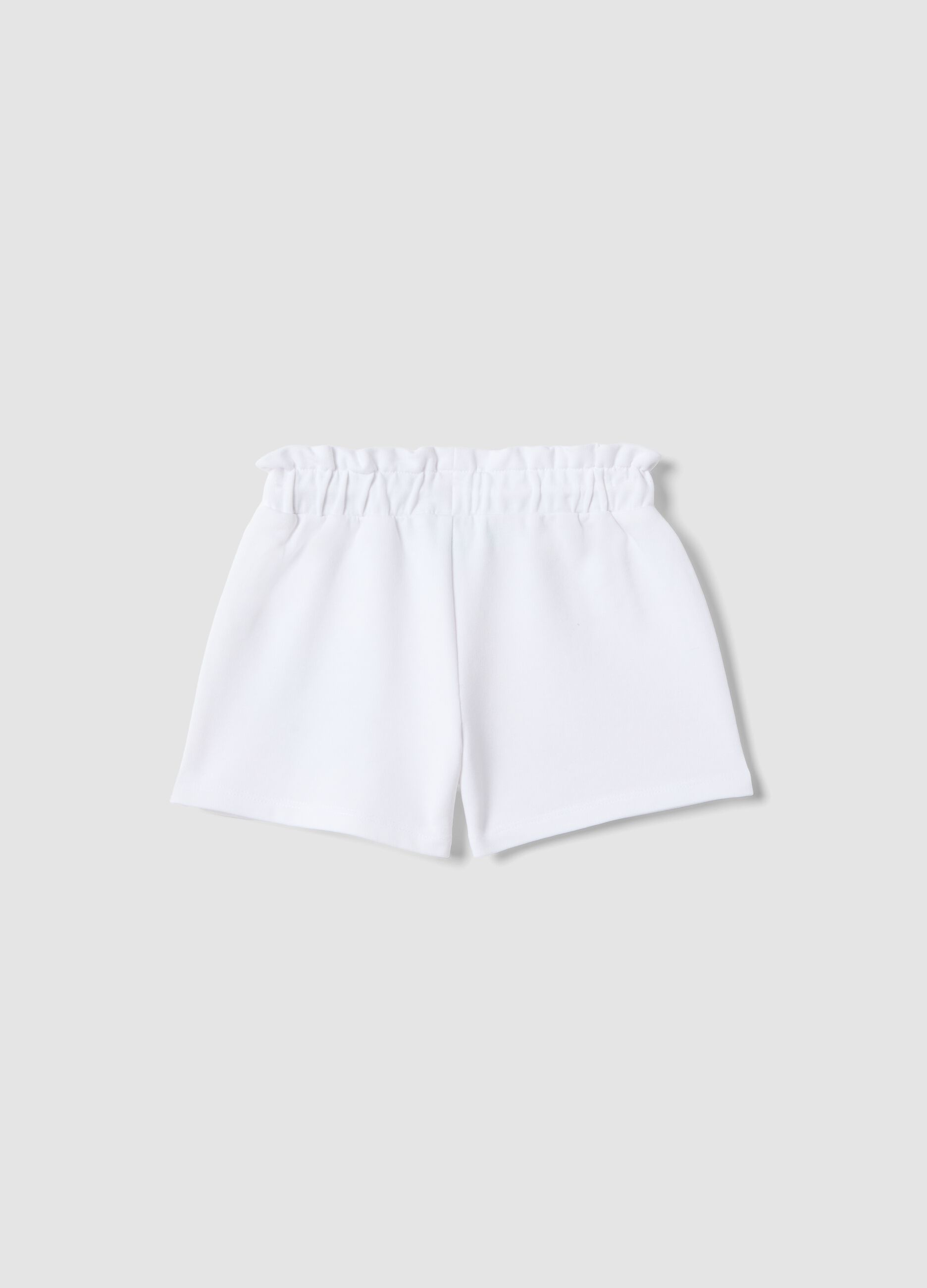 White stretch cotton shorts for girls regular fit