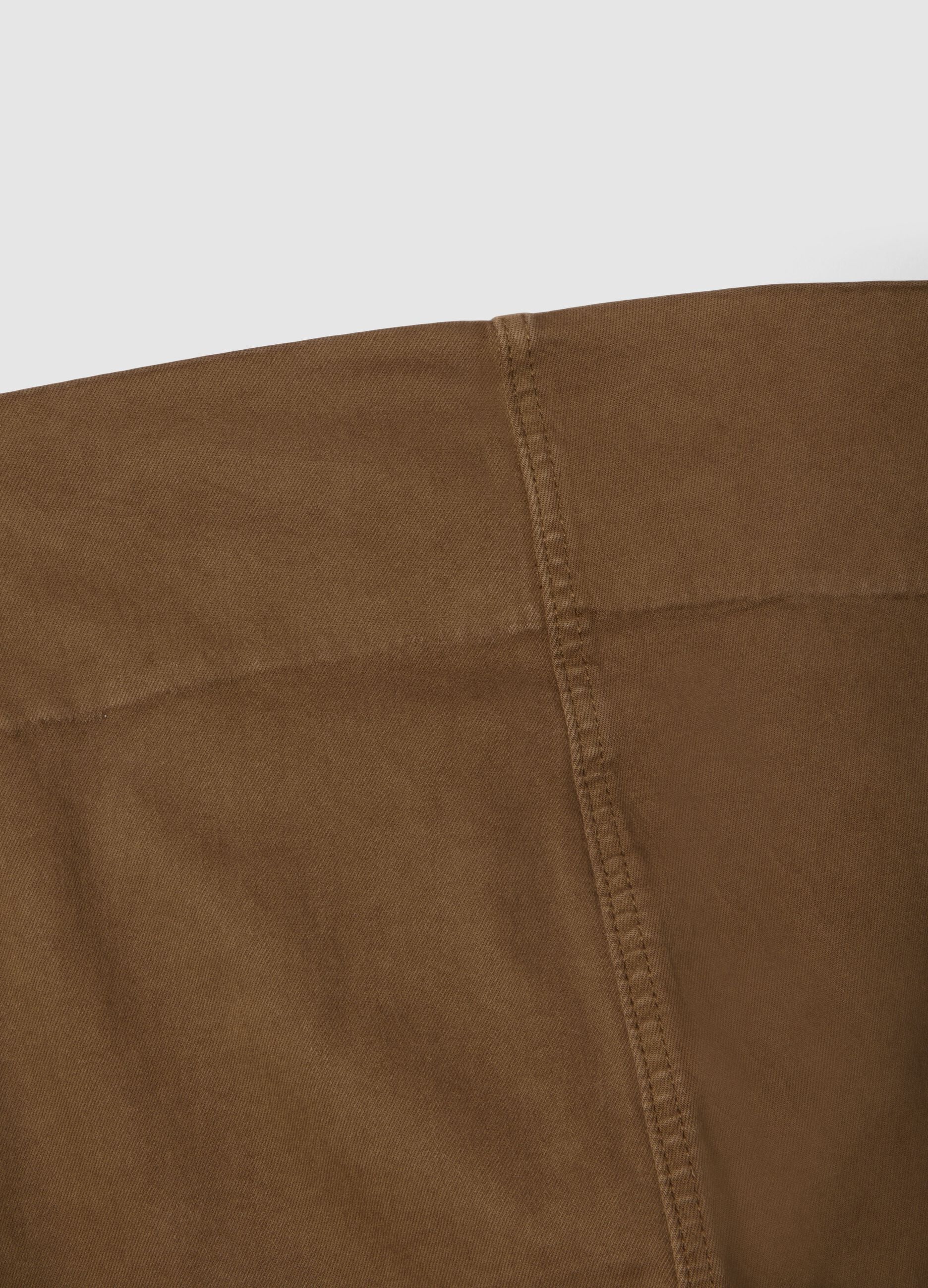 Brown Stretch Cotton Maternity Flare Trousers
