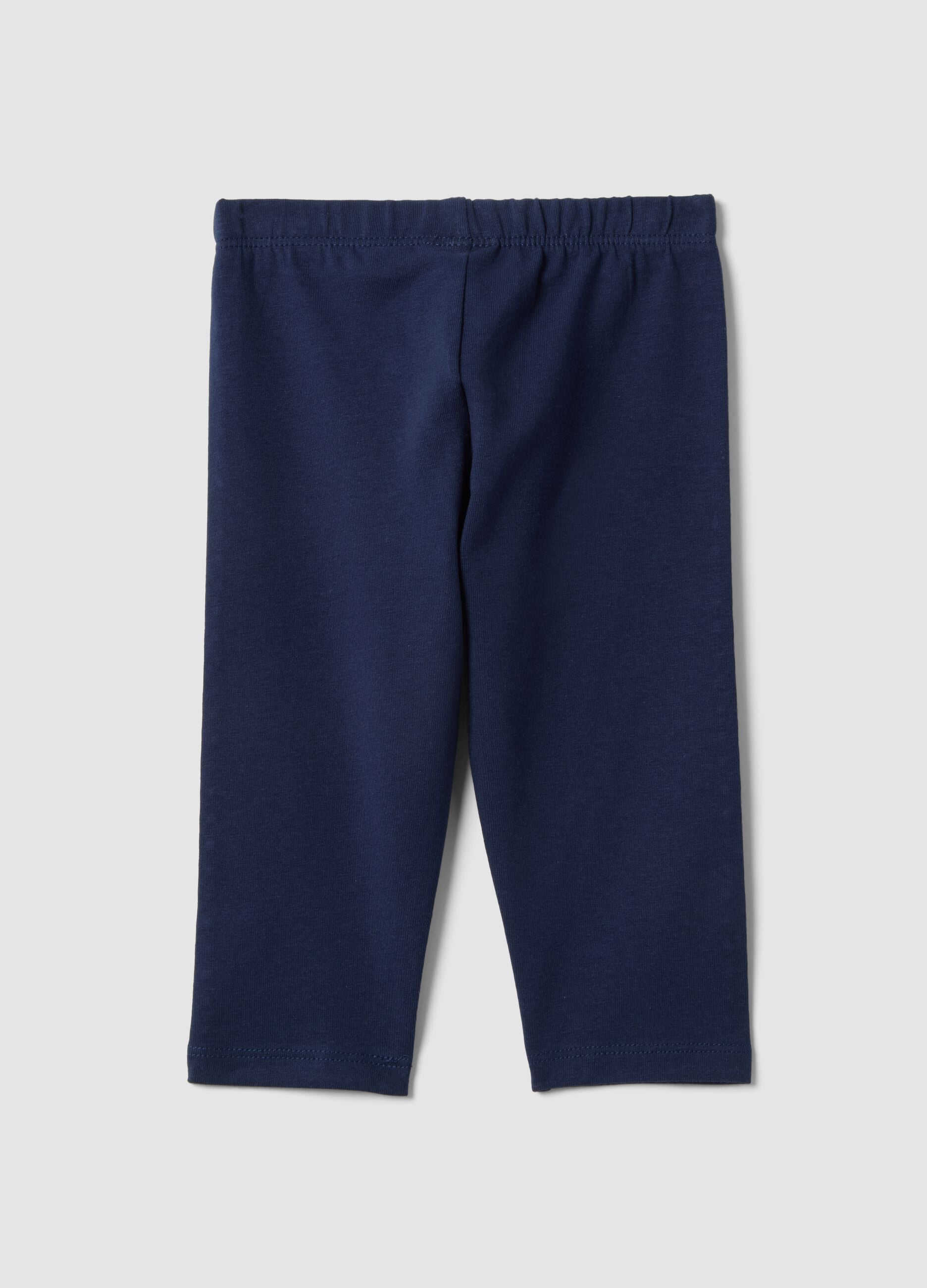 Girls' Slim Fit Blue Stretch Cotton Leggings