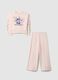 Pink cotton blend sweatshirt and trousers set for girls with Stitch & Angel_0