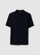 Blue striped regular fit short sleeve cotton polo shirt_4