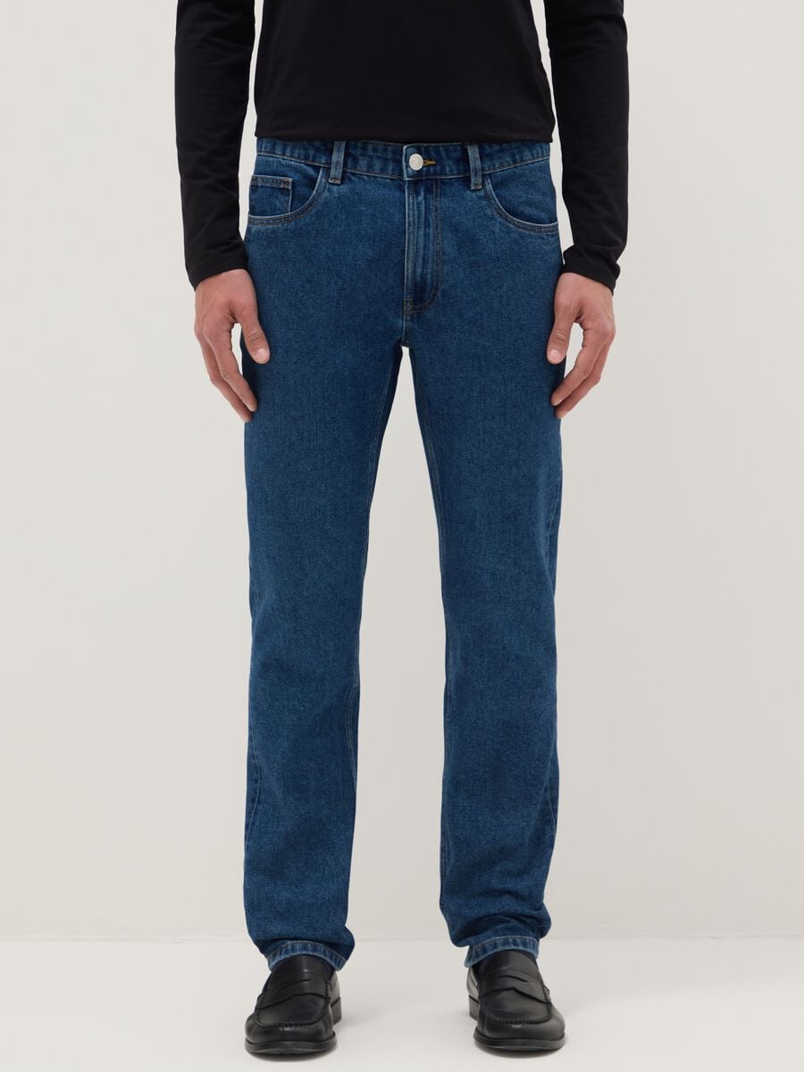 Blue Cotton Blend Slim Fit Jeans_1
