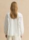 White regular fit cotton-linen blend blouse with eyelet details_2