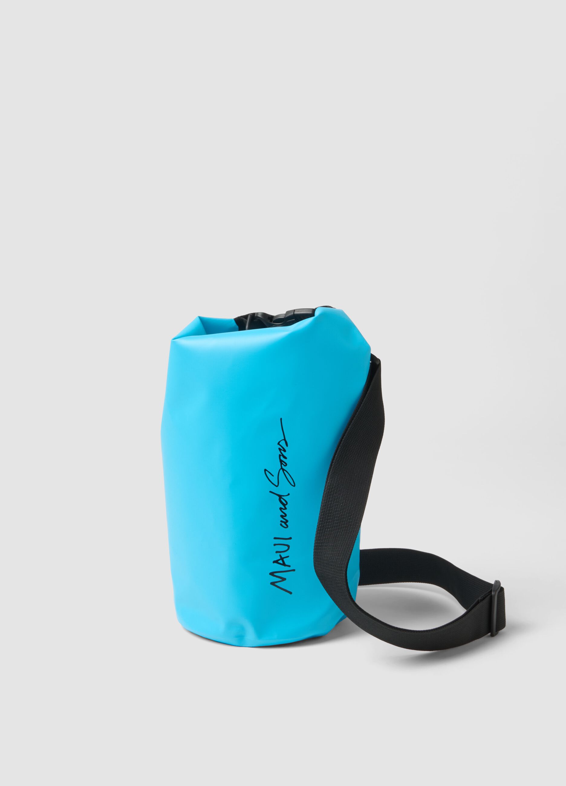 Blue waterproof bag with adjustable shoulder strap