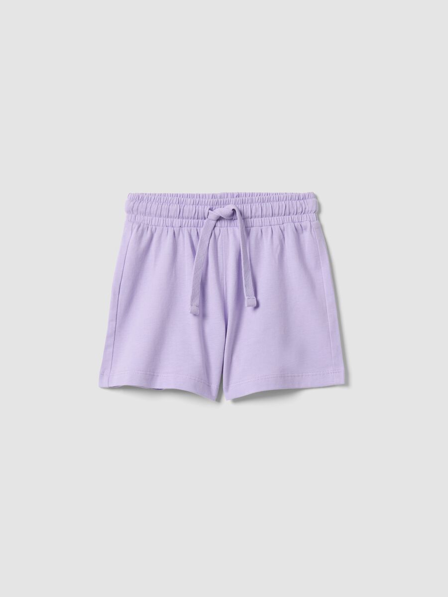 Girls' purple pure cotton shorts, regular fit_0