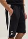 Black cotton blend regular fit sports shorts with Lakers logo_3