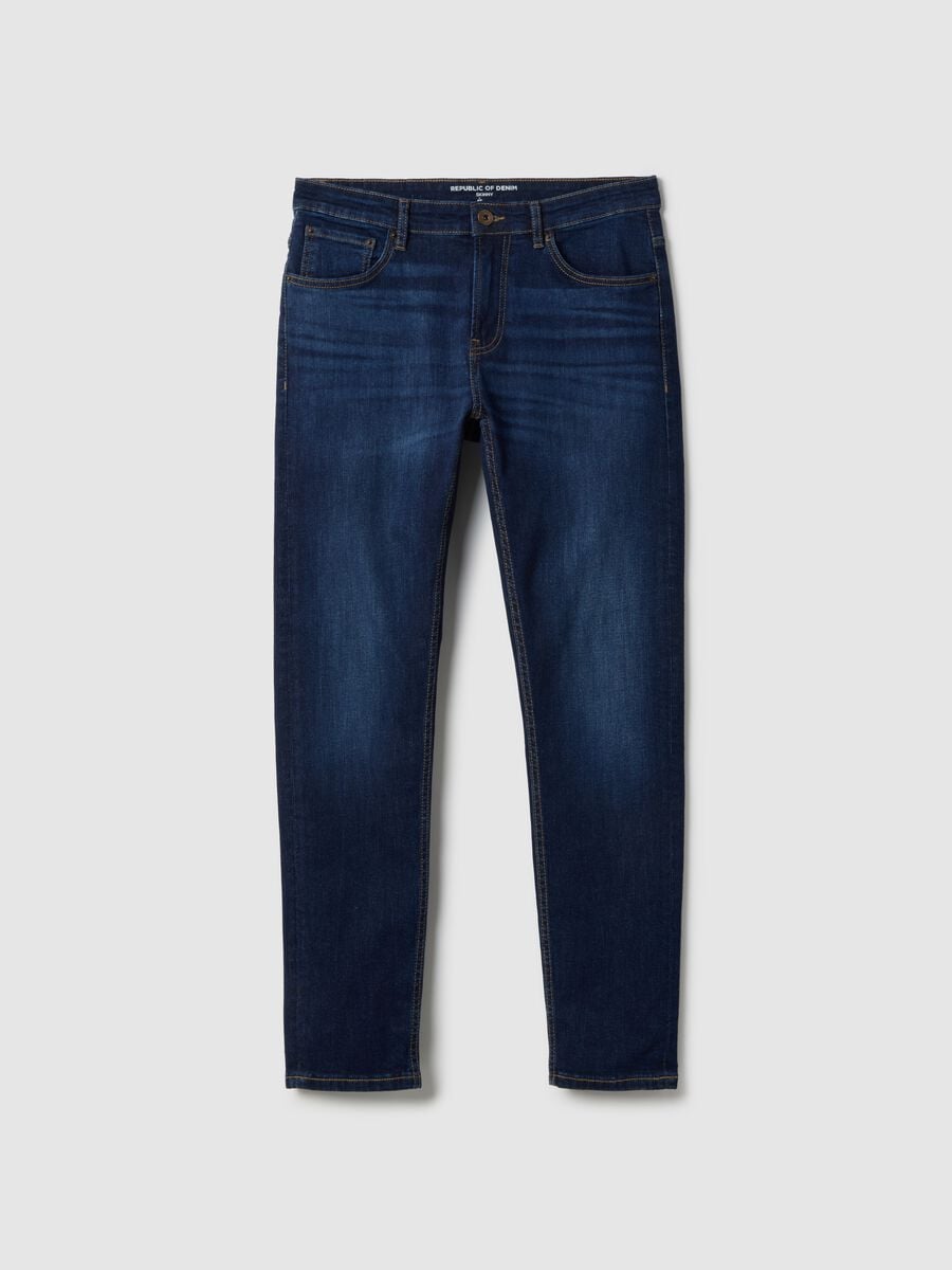 Blue skinny fit stretch cotton jeans_4