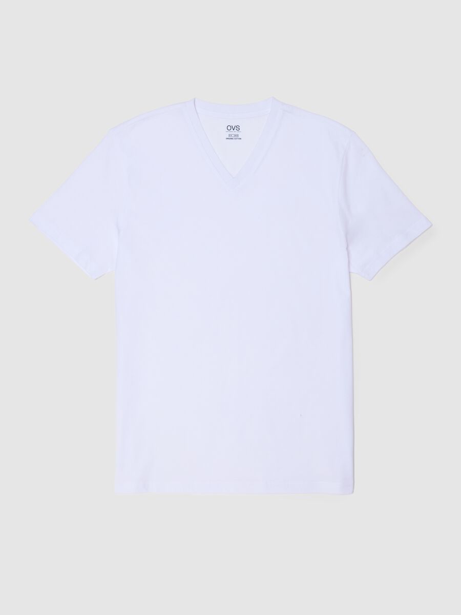 White pure organic cotton V-neck T-shirt_4