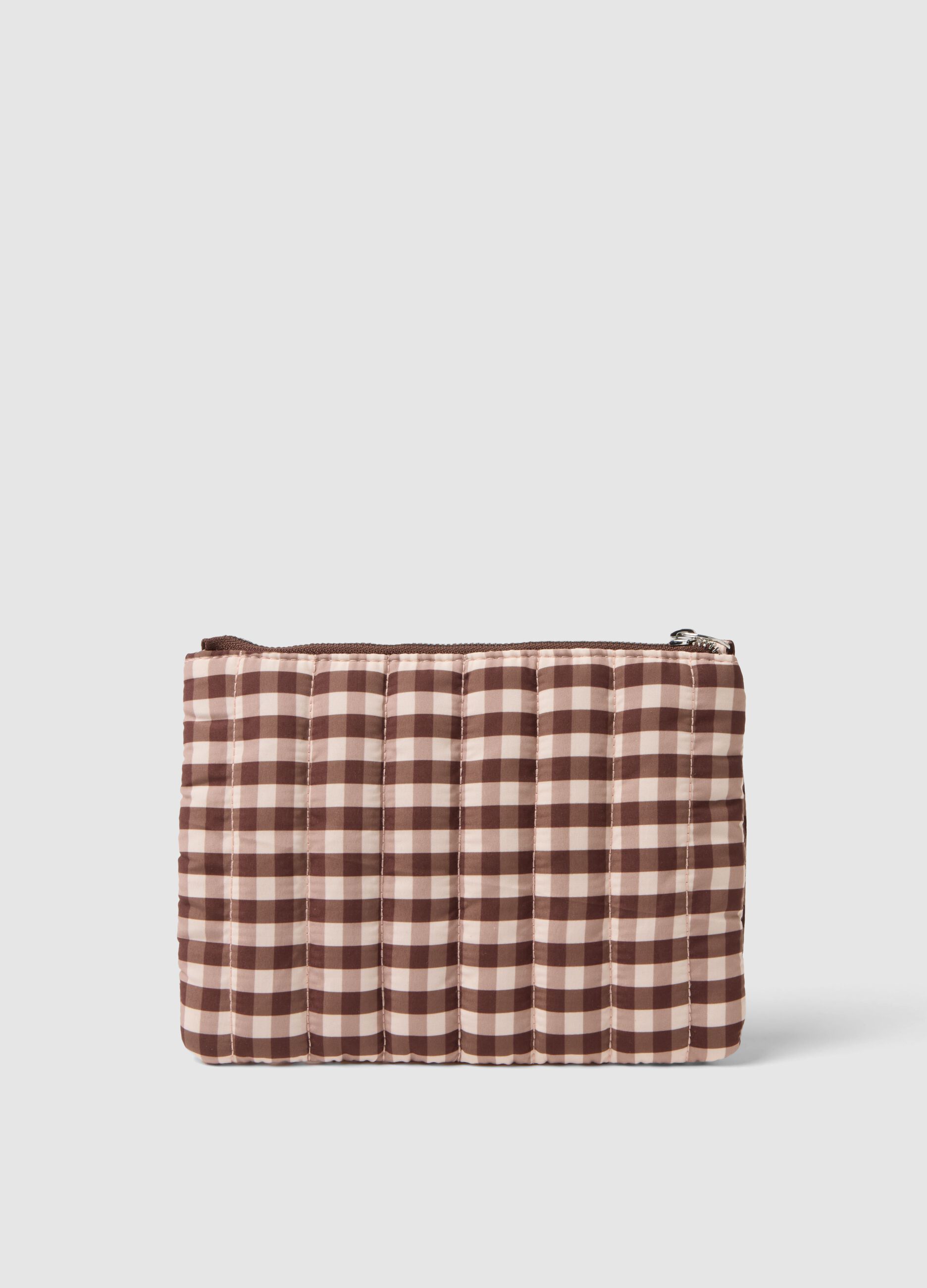 Multicolour Checked Zip Pouch
