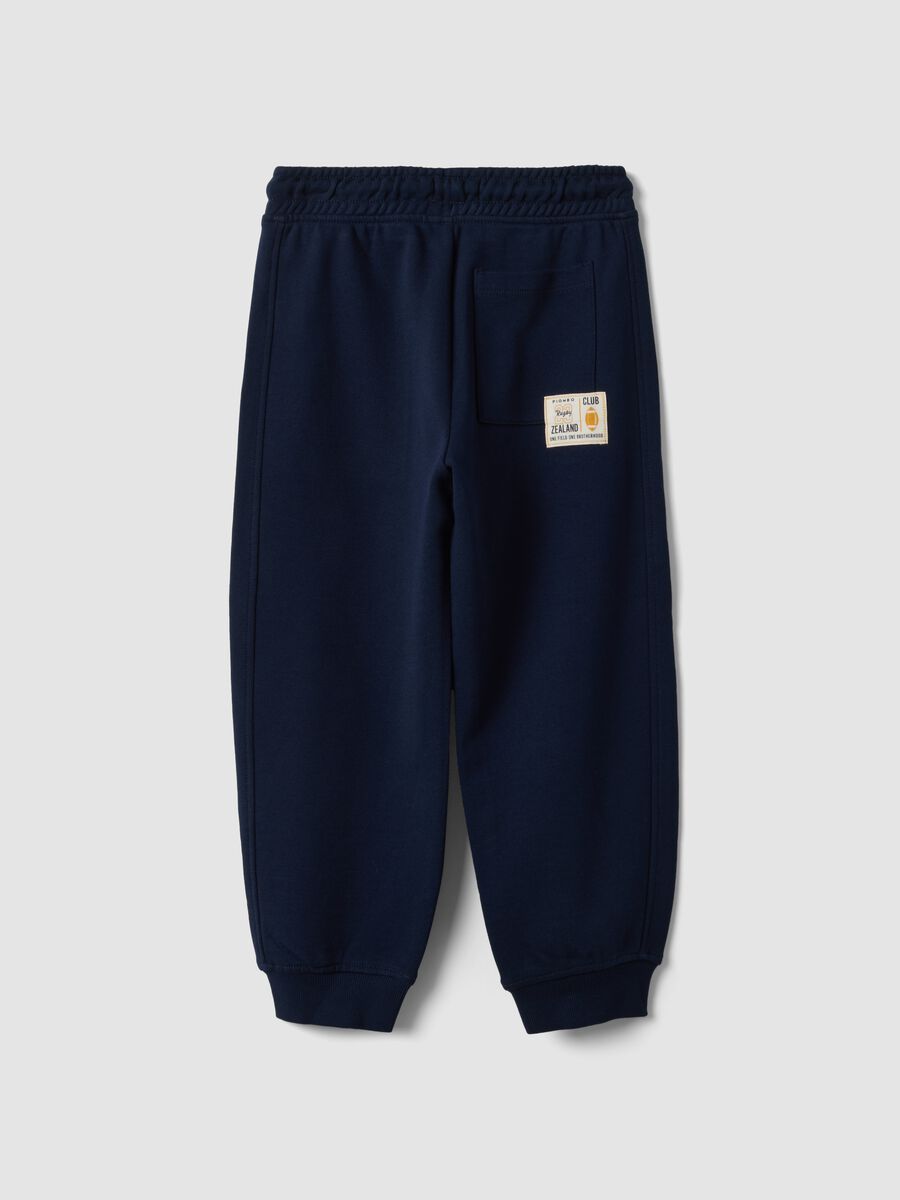 Blue pure cotton joggers with elasticated waist for boys_1