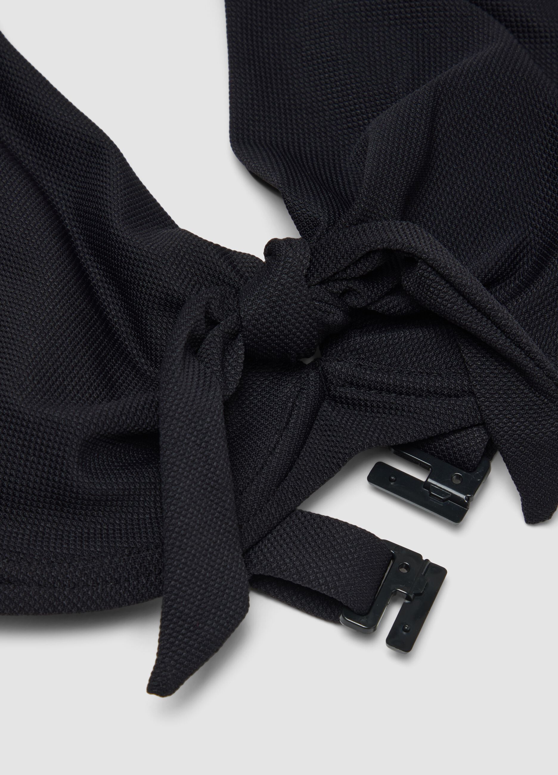 Black stretch bikini top with bow