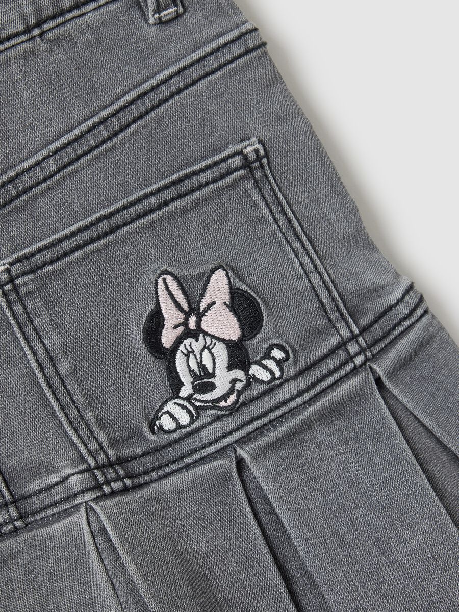 Grey elasticated denim skirt for girls with regular fit_3