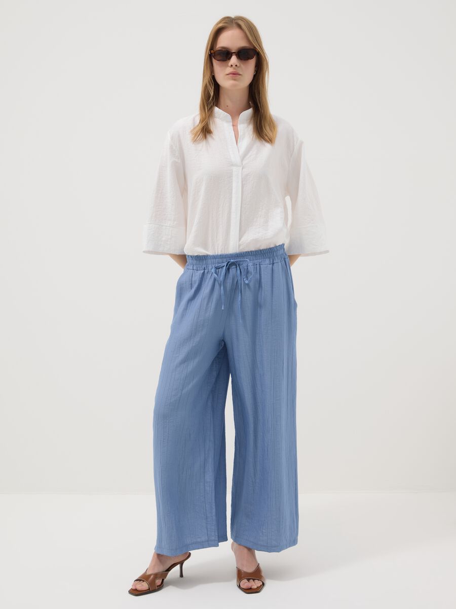 White viscose-blend shirt with mandarin collar_2