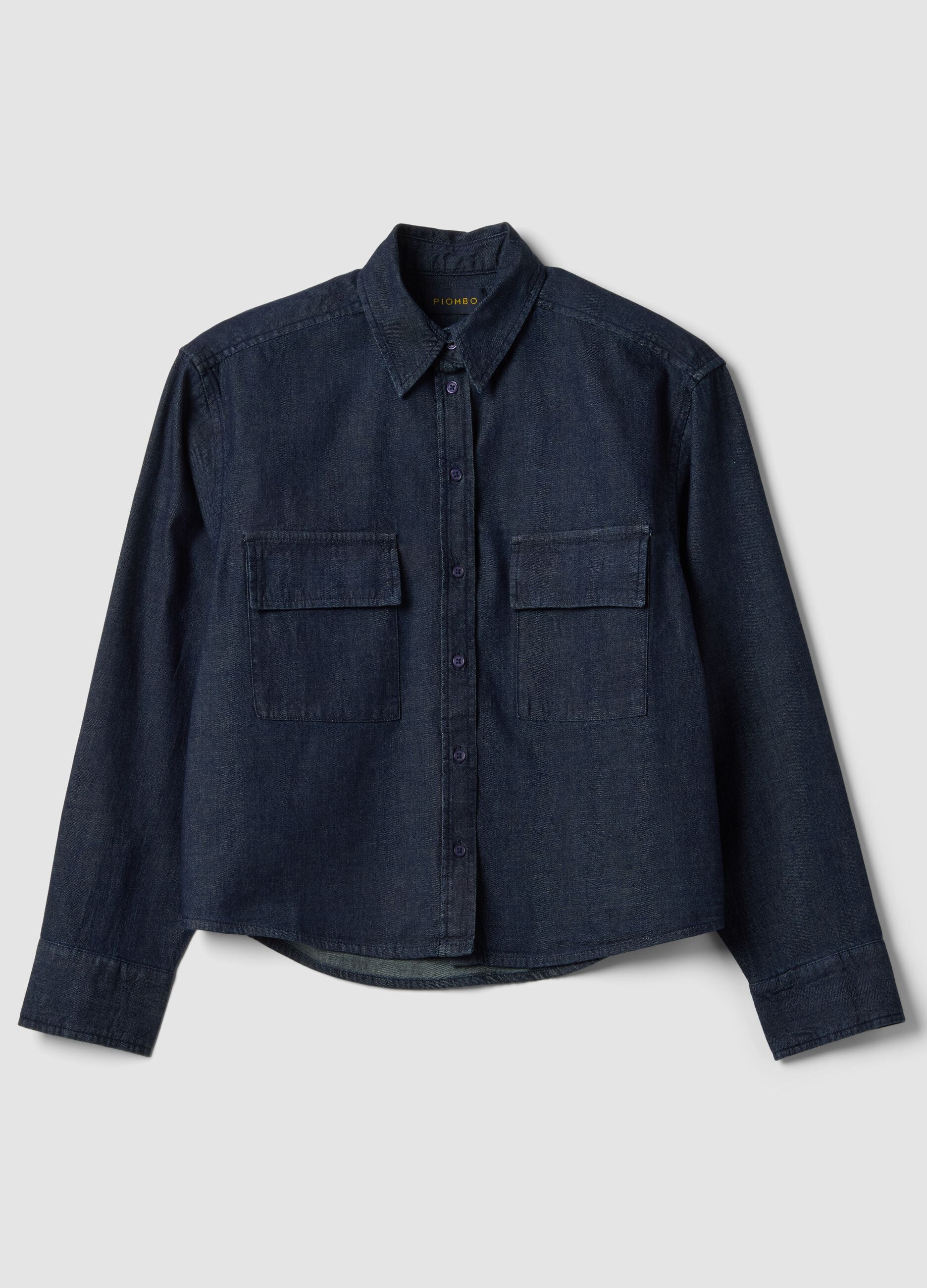 Blue regular-fit denim pure cotton shirt