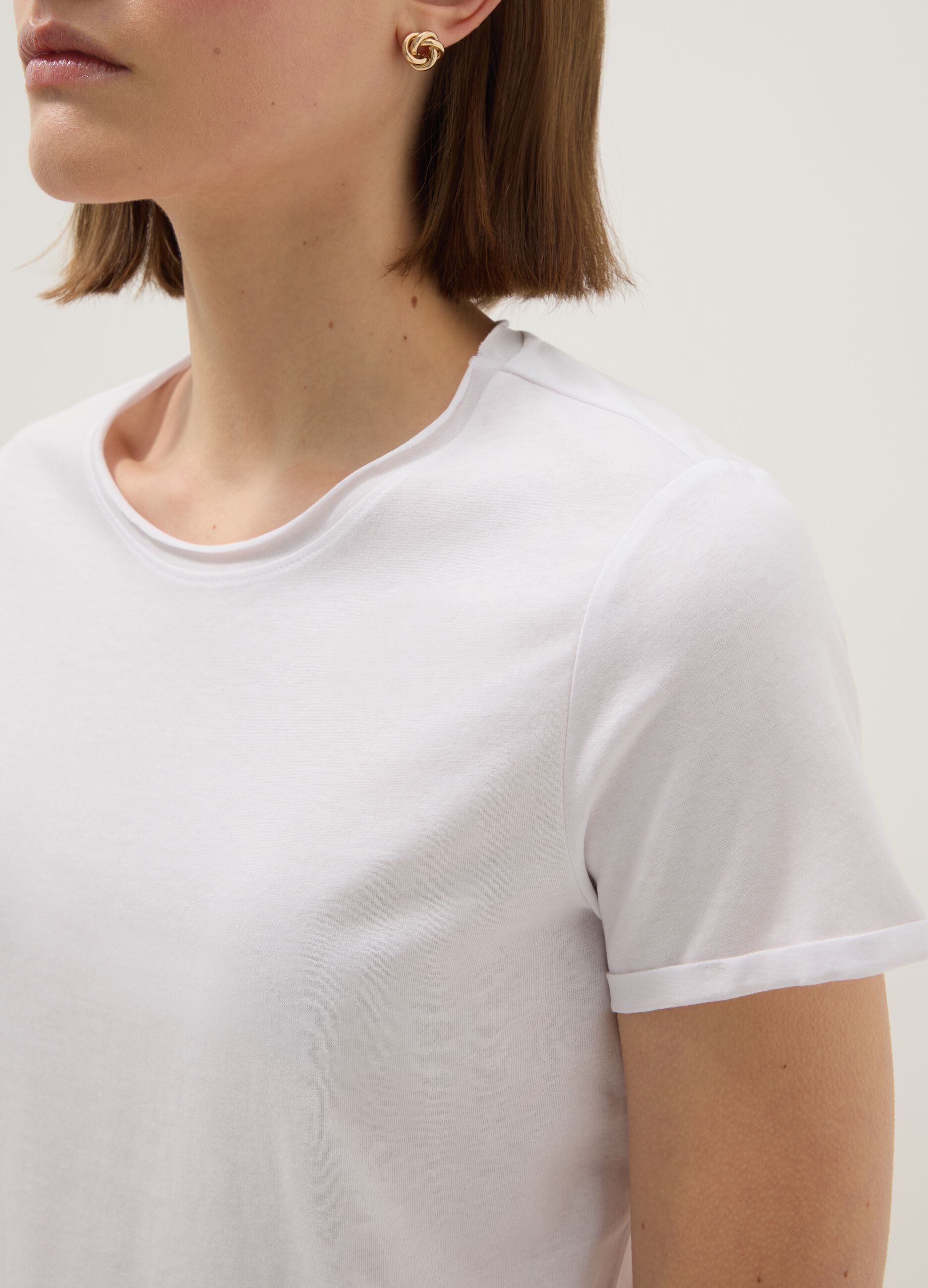 White short sleeve pure cotton regular fit T-shirt