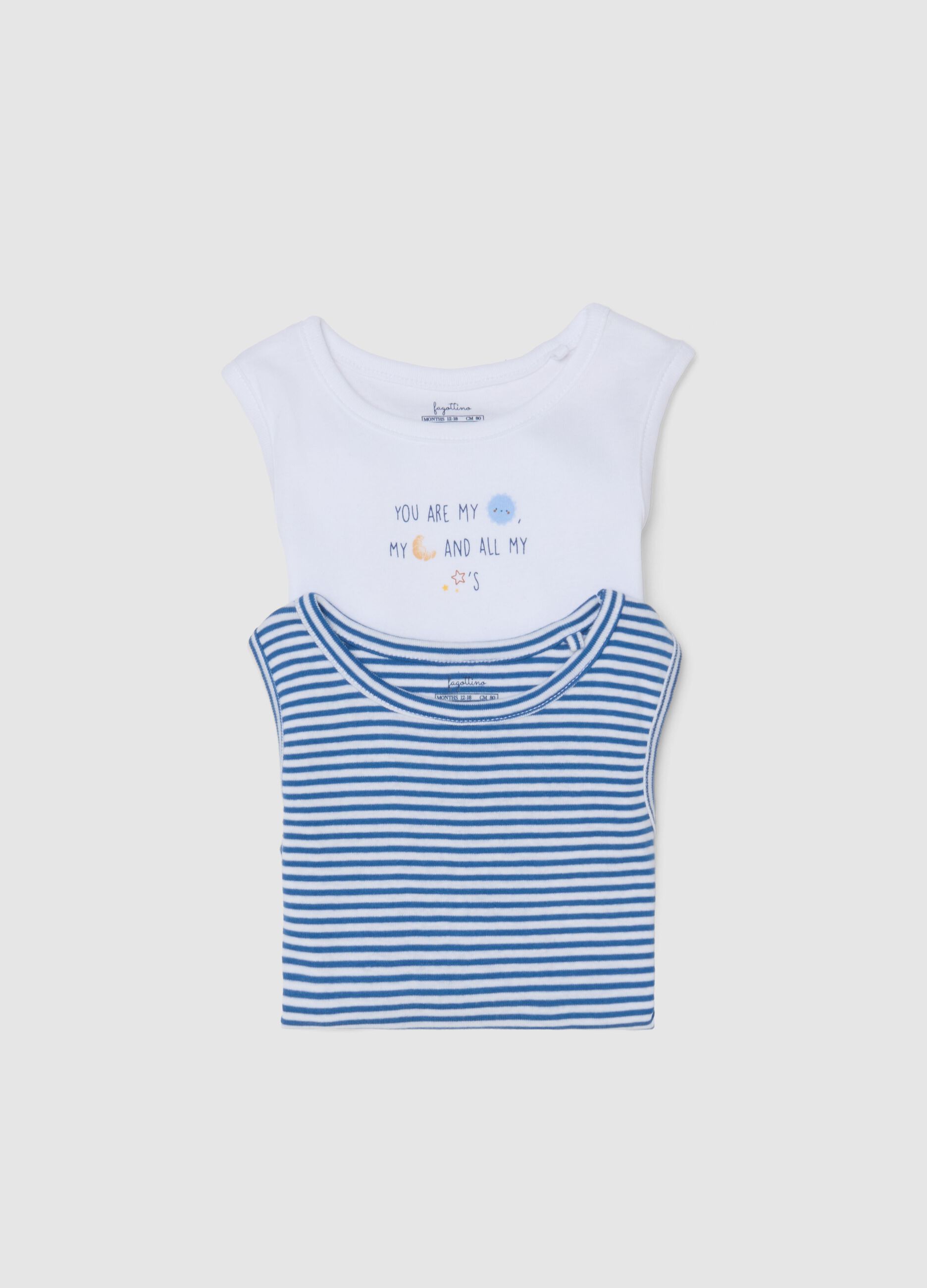 Newborn multicolour sleeveless pure cotton body twin-pack