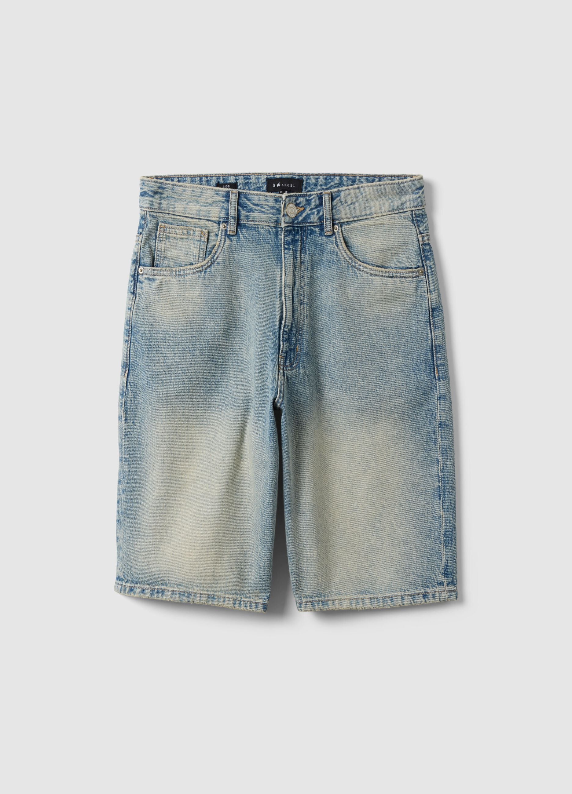 Pure Cotton Blue Denim Skater Fit Shorts