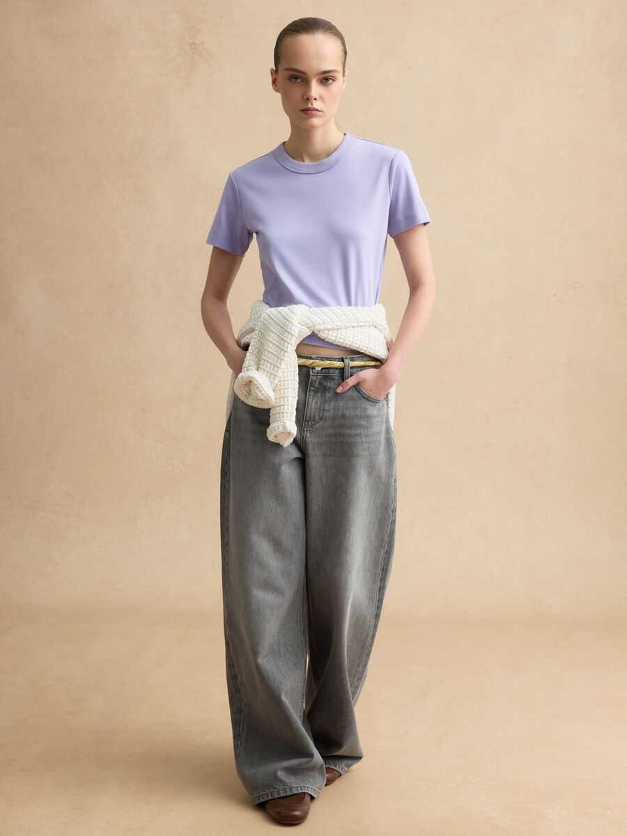 T-shirt a maniche corte in misto cotone viola regular fit_2