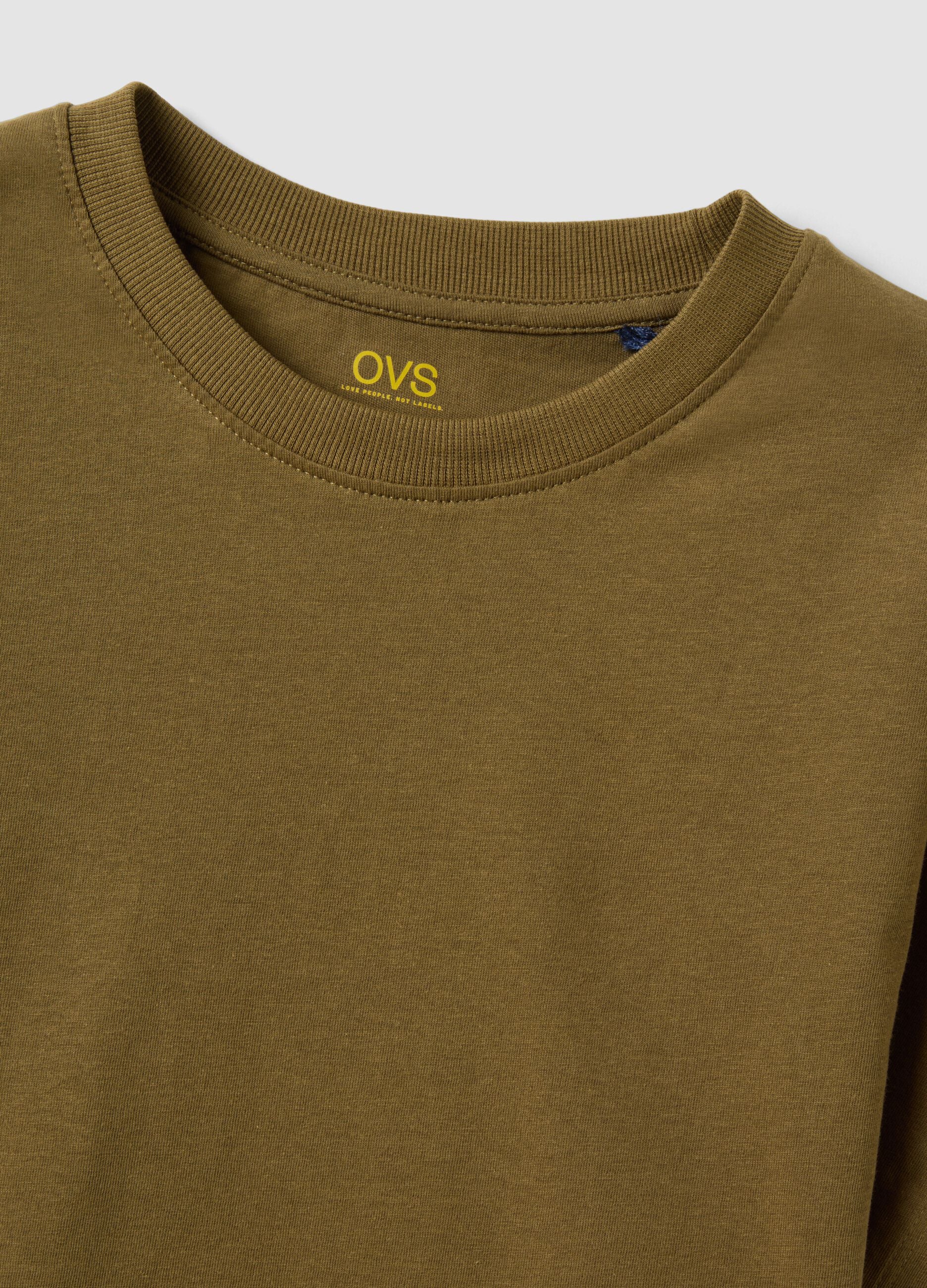 Green fitted pure cotton short-sleeve T-shirt