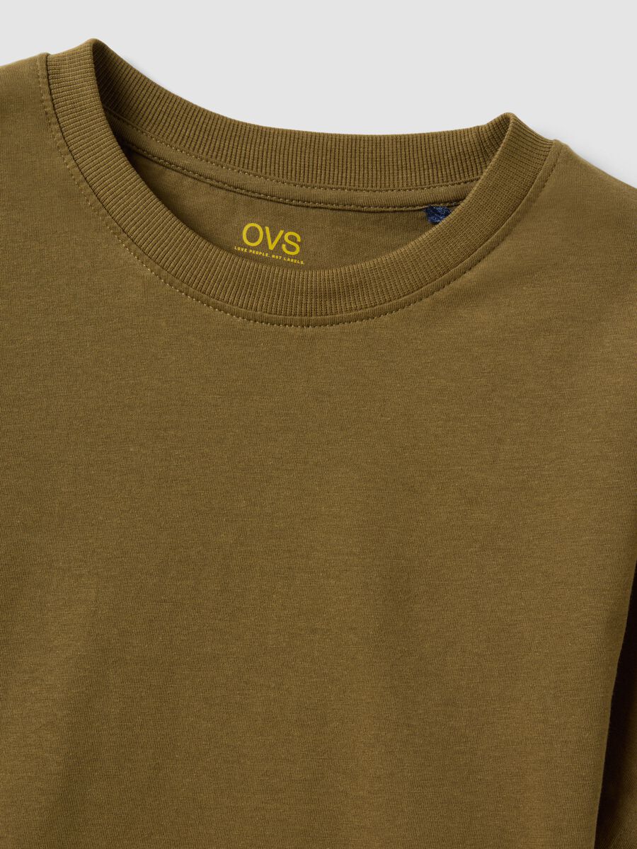 T-shirt verde a maniche corte in puro cotone fitted_5
